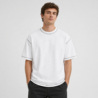 Camisetas Blancas Lisas con Cuello Redondo de Diseño Personalizado, Camisetas Blancas con Costuras en Contraste, Fabricante de Camisetas, Camiseta Casual de Alta Calidad
