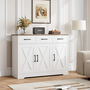 Buffet de salon moderne avec 4 compartiments et 3 tiroirs-Rangement maison pour le <span class=keywords><strong>vin</strong></span> et le thé - Product Image 1