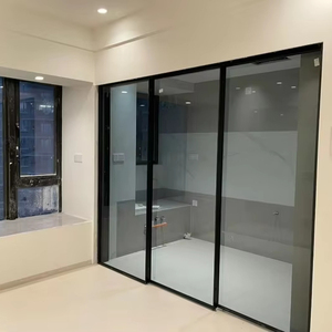 <span class=keywords><strong>Puerta</strong></span> <span class=keywords><strong>Corredera</strong></span> de Aluminio Prima con Vidrio Esmerilado de Piso <span class=keywords><strong>a</strong></span> <span class=keywords><strong>Techo</strong></span> para Cocina y Sala de Estar, Perfil de Marco Negro, Sin Rieles - Product Image 1