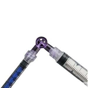 Adaptador de válvula de tubo de succión desechable de 2 vías Compo para uso médico con válvula morada y cuerpo blanco - Product Image 2