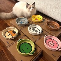 Bol en céramique de style coréen, élégant, à motif animalier de dessin animé, avec poignées, universel pour chats et chiens, adapté aux aliments lyophilisés et à l'eau, Chaozhou
