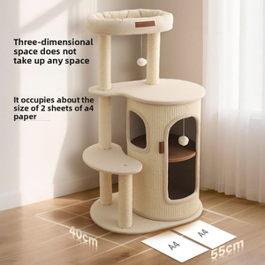 Rascador para Gatos Resistente, Cama Combinada de Sisal sin Aroma, Moderno, de Cartón, Árbol para Gatos de Varios Niveles, Tamaño Pequeño, Interior/Exterior, 64 cm - Product Image 2