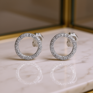 Orecchini in Oro Bianco con Diamanti Taglio Brillante Rotondo Colore G Diamanti Naturali Classici da Donna per Uso Quotidiano - Product Image 2