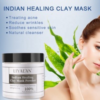 Masque pour le visage et le corps en poudre d'argile naturelle indienne, soin de la peau, détoxifiant, nettoyant les pores