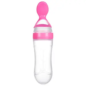 Kinder Silikon Baby Schnuller Schnuller Zitze Wasser Essen Reis Paste Feeder Squeeze Set Löffel Fütterung flasche und Löffel