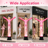 Danseur gonflable rose pour salon de manucure, motif dessin animé, avec impression ongles et cils, pour attirer les clients des instituts de beauté