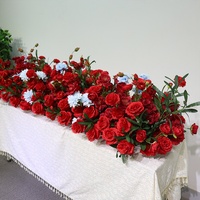Arrangement floral artificiel de luxe rouge et blanc en gros pour la décoration de table de mariage et les centres de table