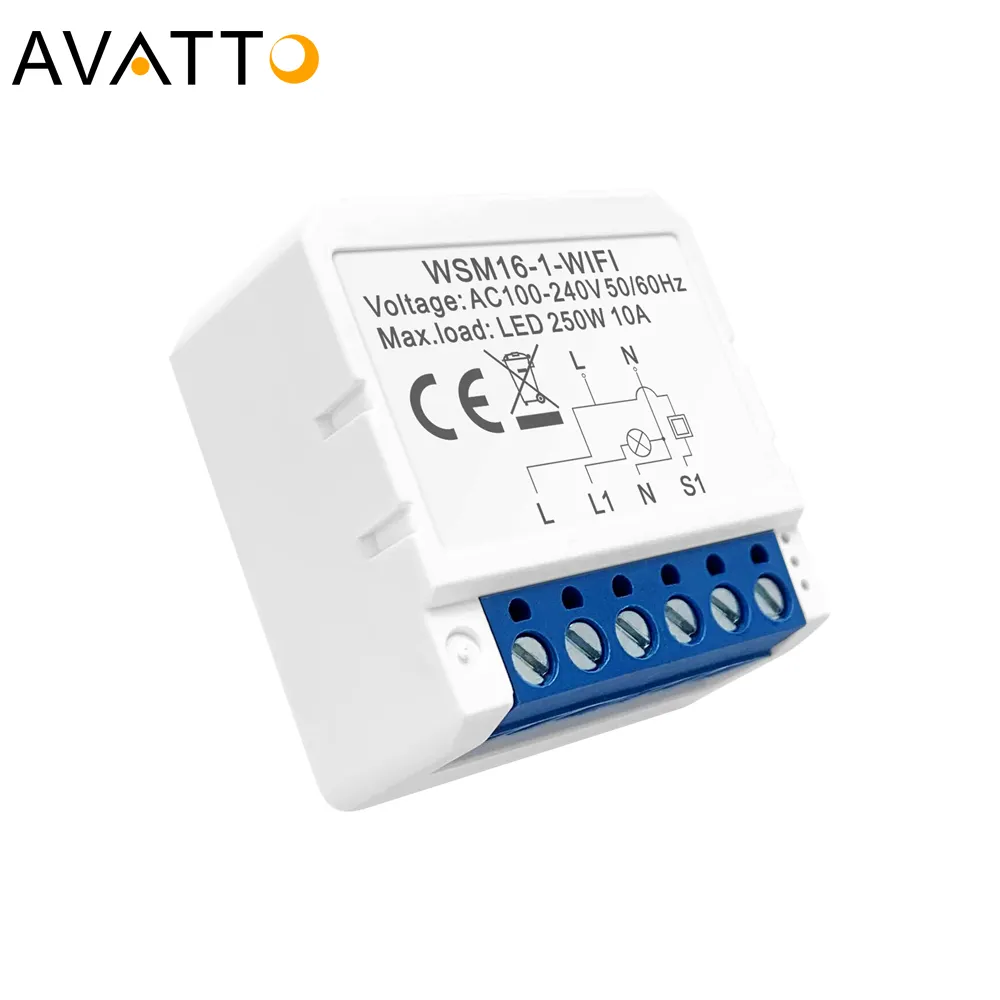 Tuya 10a Mini Wifi Smart Light Switch Module Diy Breaker Voice Control Home Light Controller Avatto Smart Module Blue Color