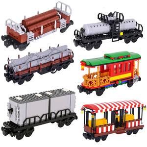 Accessoires MOC Scène de train urbain : Poulie de rail et ensemble de wagons à base plate de la série Train, <span class=keywords><strong>jouet</strong></span> d'assemblage - Product Image 1