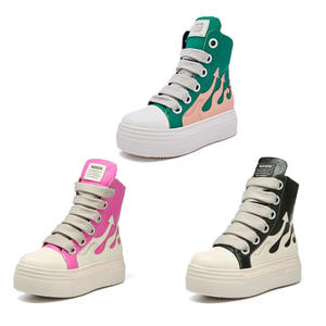 Yeni gelenler PU ayakkabıları lüks eğitmenler ayak bileği kadınlar <span class=keywords><strong>Sneakers</strong></span> yüksek üst platformu Streetwear daireler siyah Zip <span class=keywords><strong>Sneakers</strong></span> çizmeler - Product Image 1