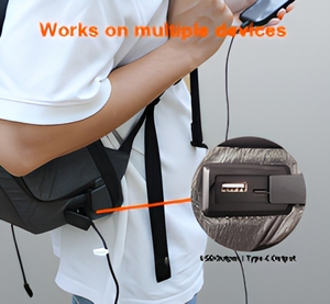 Mochila Solar Impermeable de Nueva Generación, Totalmente Negra, Paneles Solares de Alta Eficiencia con Celdas BC, Bolsa para Exteriores para Teléfono y Dron GSE-601 - Product Image 6