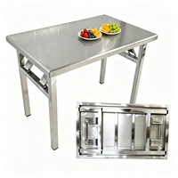 Table de salle à manger rectangulaire pliante en acier inoxydable de 4, 5, 6, 7 et 8 pieds pour restaurant, banquet, restauration, camping, mariage