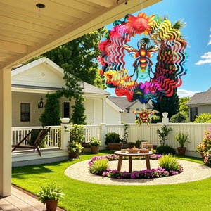 Espiral Metálico Decorativo de Jardín con Forma de Flamenco de 12 Pulgadas, Colorido, con Flores y Abejas, Rectangular, para Decoración de Patio y Jardín - Product Image 6