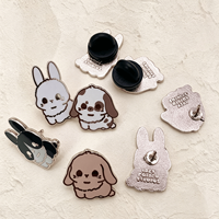 Épinglette personnalisée en émail dur plaqué or avec logo animal adorable, badge en métal pour revers avec impression sérigraphiée