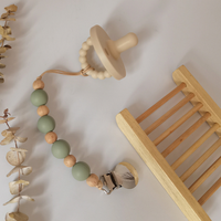 Chaîne anti-chute pour bébé, attache-tétine nouveau-né, perles en silicone, bois, métal, attache-tétine pour nourrisson, support de sucette