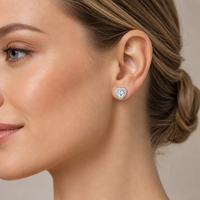 Boucles d'oreilles pour femmes en argent sterling 925, micro-incrustées, en forme de cœur étincelant, plaquées rhodium, vente en gros de bijoux
