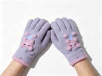Gants en tricot jacquard pour enfants, acrylique/coton, doux et chauds, motif ours en peluche 3D adorable, pour les sports d'hiver, l'usage quotidien en extérieur, Noël