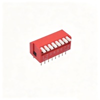 Commutateur DIP 8 positions 2,54 mm, type vertical rouge SPST, modèle traversant DP-8 pour mini-IPC industriel et passerelle IA Edge