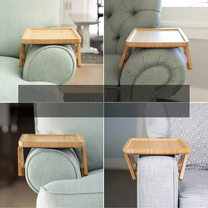 Bàn để tay <span class=keywords><strong>sofa</strong></span> di động bằng tre, chắc chắn, dùng để ăn uống - Product Image 5