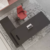 Nuova Scrivania Direzionale a L in Legno Moderno e Resistente, Nera, per Manager