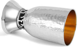 Rosh Hashanah Bell-Shaped Brass Handmade Kiddush Cup with Vintage Modern Design 150-300ml Capacity for Jewish Holidays Weddings - Product Image 2