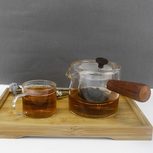 Handmade High Borosilicate Heat Resistant <strong>Glass</strong> <strong>Teapot</strong> with <strong>Glass</strong> Infuser and Wooden Handle - Product Image 4