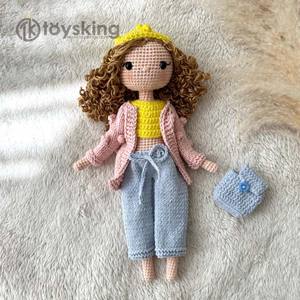Poupée en peluche Golden Ramen Hair Girl avec <span class=keywords><strong>gilet</strong></span> amovible, tenue tendance au crochet à la main, vêtements interchangeables, jouet de collection - Product Image 5