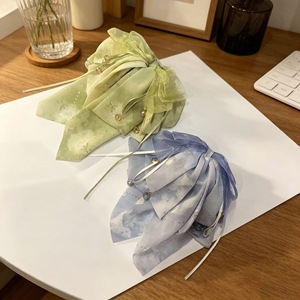 Nuevo clip para el cabello con efecto de salpicadura de tinta al estilo chino, lazo de cinta para cola de caballo, elegante y dulce, clip para el cabello de satén estilo antiguo para la parte posterior. - Product Image 3