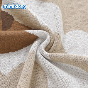 Nouveauté, couverture en coton Mimixiong OEKO Tex, jacquard, motif ours adorable, couverture pour bébé nouveau-né, couverture tricotée - Product Image 3