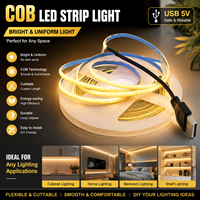 Bande lumineuse LED 5V 400 LED/m avec télécommande USB, dimmable, ruban adhésif flexible, Ra90 IP20 pour l'éclairage d'ambiance domestique
