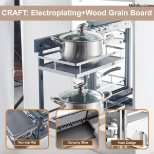 Nhà bếp ma thuật góc kéo ra tủ tổ chức 3 đường ray thêm sâu được xây dựng trong ngăn kéo Chrome Khung gia vị lưu trữ phổ quát - Product Image 3