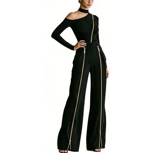 Conjunto de 2 Piezas para <span class=keywords><strong>Mujer</strong></span>: Top Asimétrico de Un Hombro con Cuello Choker y Pantalones Anchos con Detalle de Cremallera, Moda Sehe - Product Image 4