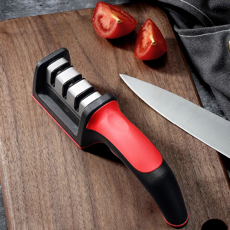 New Knife Sharpener 3-Slot Quality Kitchen Knife Accessories Manual Fixed-Angle Sharpening Scissors Tool