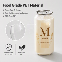 Custom Logo Printed Clear PET Cans With Metal Lid 55mm for Juice Soda Dessert Cold Drink Takeaway Wholesale Bulk Supply