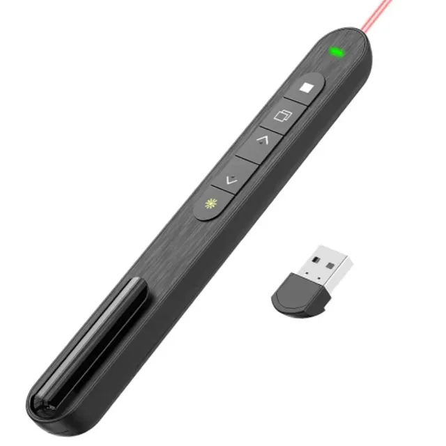 DH New Wireless Presenter Red Laser Page Turning Pen 2.4G RF Volume Remote Control PPT Presentation USB PowerPoint Pointer Mouse