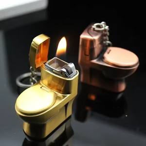 Mini <span class=keywords><strong>briquet</strong></span> porte-clés en métal 2025, coupe-vent, gonflable, motif toilette amusant, accessoires pour cigarettes, cadeaux pour hommes et femmes - Product Image 2