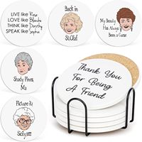 Ensemble de 6 sous-verres en céramique personnalisés avec des personnages et des motifs de séries télévisées, sous-verres en céramique blanche mate, adaptés à la plupart des types de vaisselle dans votre maison