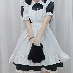 Yi Xiaoyi – uniforme de demoiselle d'honneur de style japonais, robe à tablier noir et blanc à manches courtes pour restaurants, cafés, fêtes, femmes adultes - Product Image 3
