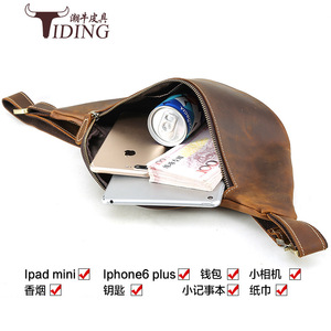 Tiding Men's Genuine Leather Waist <b>Bag</b> Vintage Style Outdoor Casual Crossbody <b>Bag</b> 3021 - Product Image 5