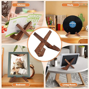 Wooden Recipe Holder Storage Base Multi Layer Phone <b>Tablet</b> <b>Stand</b> Kitchen Desktop Menu Rack Pine Material Geometry Design - Product Image 3