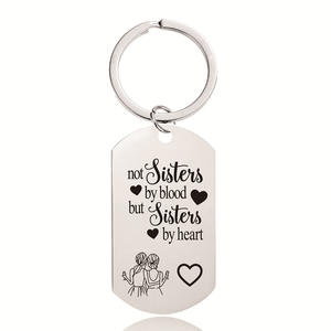 Acero inoxidable plata Rosa 18K oro azul negro no <span class=keywords><strong>hermanas</strong></span> por <span class=keywords><strong>sangre</strong></span> pero <span class=keywords><strong>hermanas</strong></span> por corazón llavero conjunto collar joyería - Product Image 6