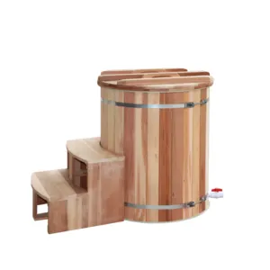 outdoor solid wood 1-2 person ice barrel bath tub red cedar recovery cold plunge with chiller