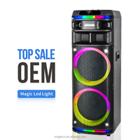 Altavoz de karaoke para fiestas CH-2127, doble woofer de 12 pulgadas, potente, para exteriores, con 2 micrófonos inalámbricos y control remoto.