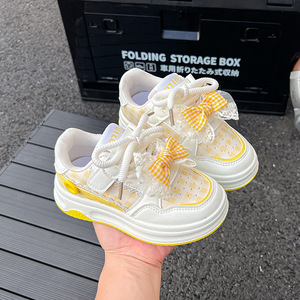 2025 printemps automne filles Plaid baskets nouveaux enfants arc mode chaussures décontractées éclairé moyen grande taille - Product Image 5