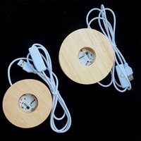 Support de Présentation en Bois Rond pour Boule de Cristal avec Socle LED USB et Lumière Nocturne Intégrée – Vente en Gros