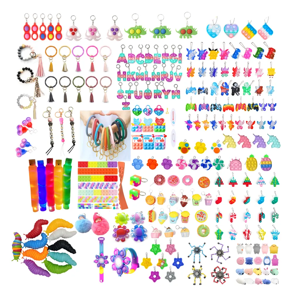 Pop Schlüssel bund Zappeln Spielzeug Pack Zappeln Schlüssel bund Pop Spielzeug Stress abbau Finger und Hände Werkzeuge für Kinder Erwachsene Schlüssel bund Zappeln Spielzeug