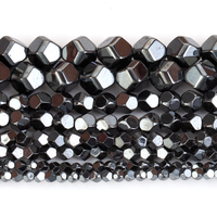 AsVrai U naturel AA + pierre d'hématite noire 8 facettes perles d'espacement en vrac pour la fabrication de bijoux Bracelet fait à la main 15''