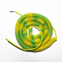 Revestimiento de PU personalizado para 3m, 5m, núcleo único, 2.5mm2, 4 mm2, espiral de cable de alimentación en espiral amarillo-verde