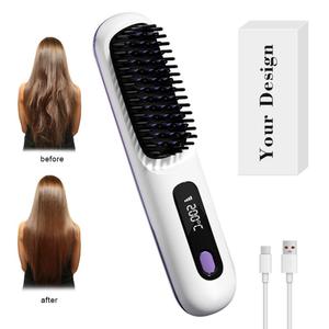 0728 Wireless Hair Straightener <b>Brush</b> Anti Scald Design for <b>Smooth</b> Styling at Home Travel or Business Trips - Product Image 3