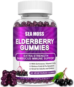 개인 상표 부스트 면역 시스템 블랙 Elderberry Gummies 성인 어린이 비타민 C 아연, Sambucus Elderberry 거미